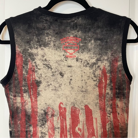 Harley-Davidson Vintage 2005 Liberty Muscle T-Shirt Cartersville Ga Sz L Black - Picture 6 of 8